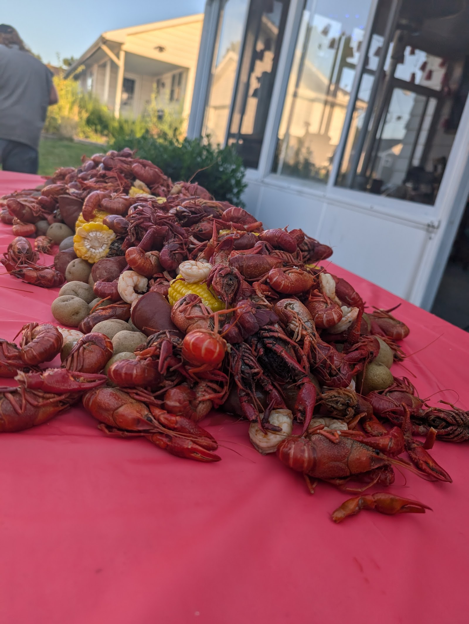 A heaping pile of boiled crawfish from a past bash